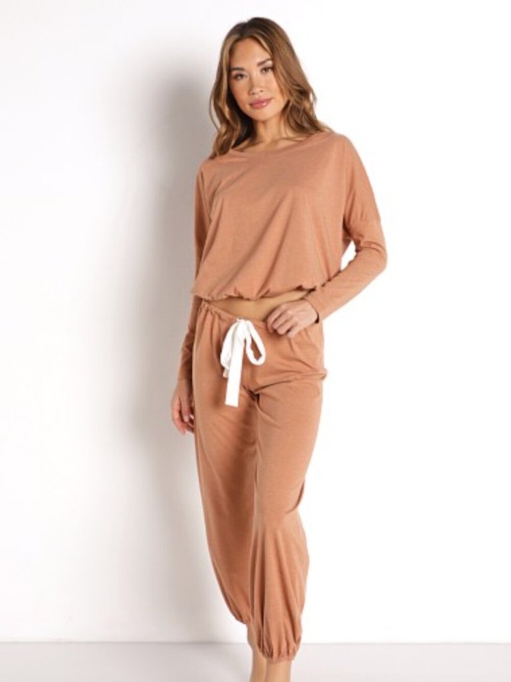 NWT Eberjey Heather Slouchy Top in Pecan / M